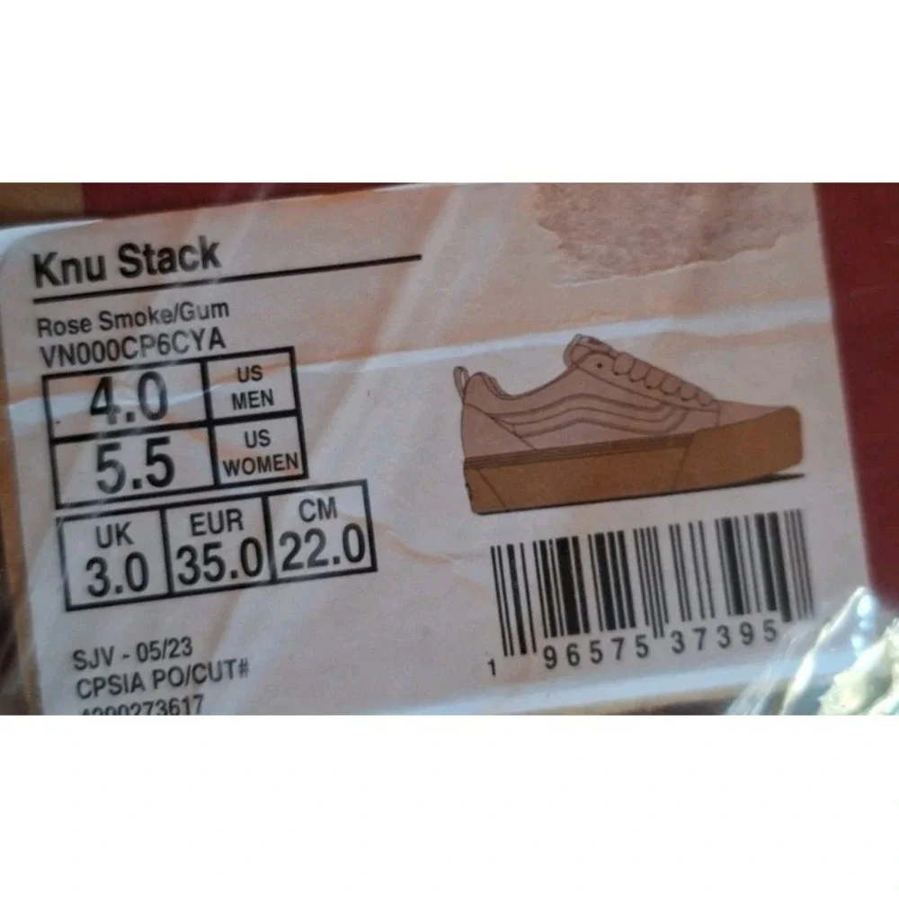 New Vans Knu Stack Rose Gum Sneakers Women Sz 5.5 / Youth GS 4.0 Platform Lift